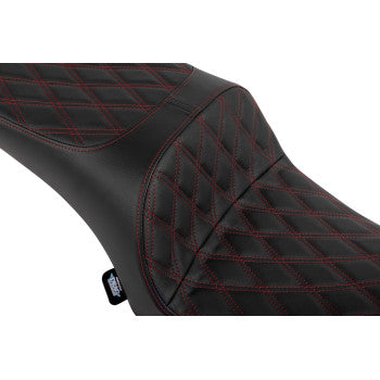 DRAG SPECIALTIES SEATS Freedom Seat - Vinyl - Double Diamond Red Stitch - Challenger '20-'25/Chieftain '25 0810-2474