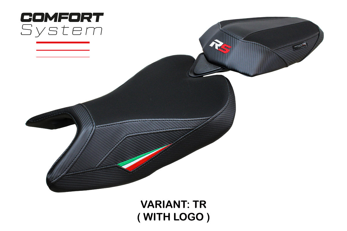 Tappezzeria Italia Aprilia RS 457 2023-2025 Seat Cover Comfort in Italy Flag and Black