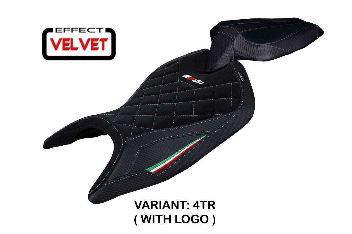 Tappezzeria Italia Aprilia RS 660 2021-2025 Seat Cover Velvet in Black Diamond Stitch