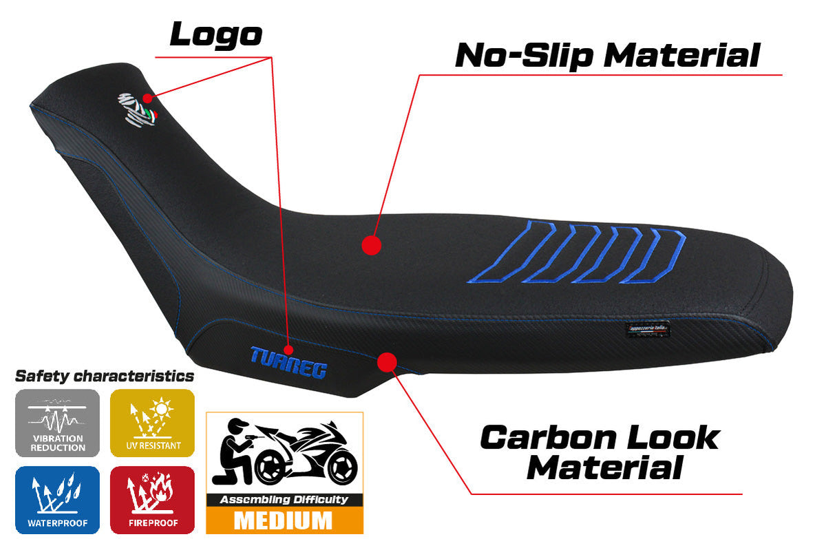 Tappezzeria Italia Aprilia Tuareg 660 2021-2025 Seat Cover Ultragrip in Blue and Black