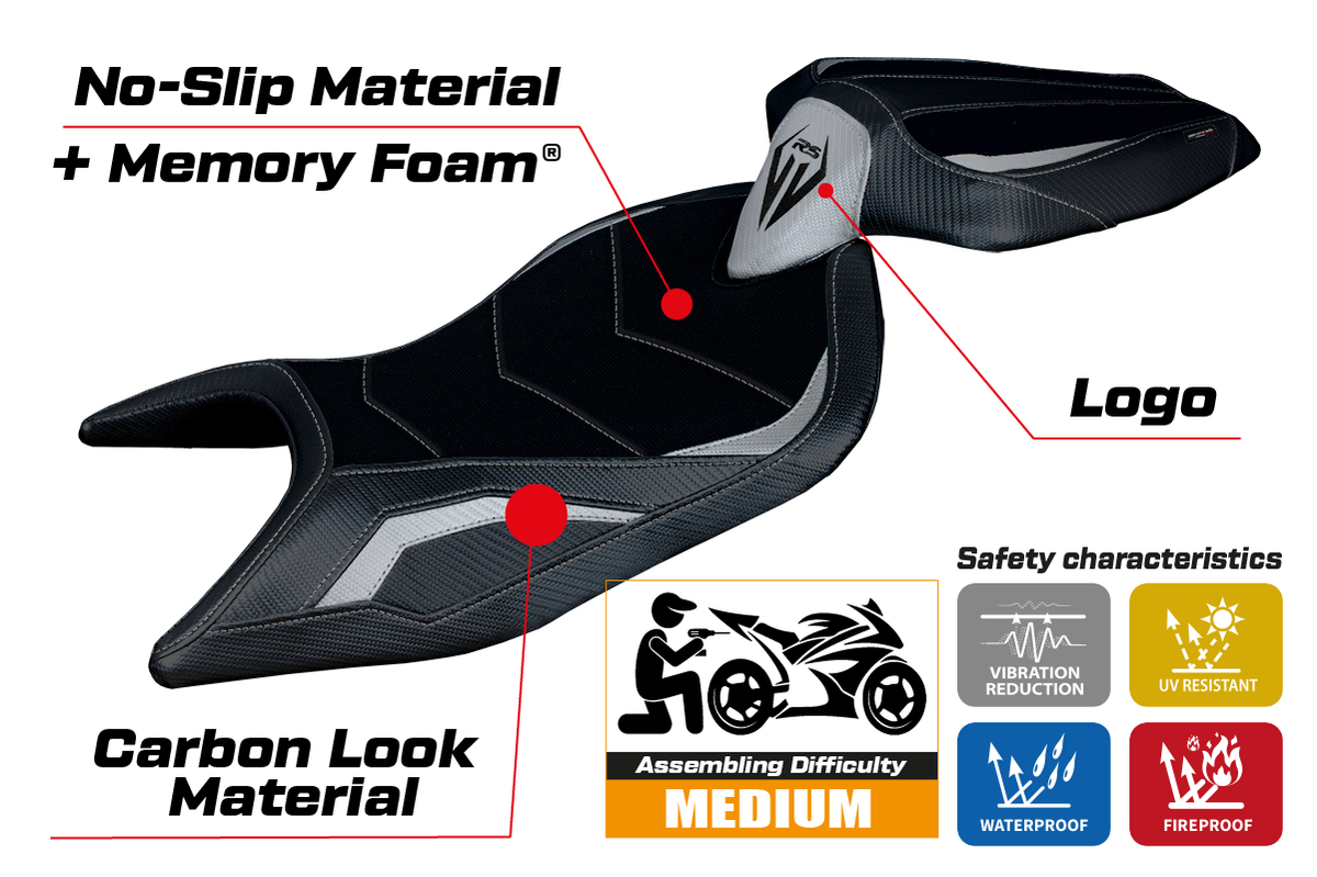 Tappezzeria Italia Aprilia RS 660 2021-2025 Seat Cover Comfort in Silver and Black