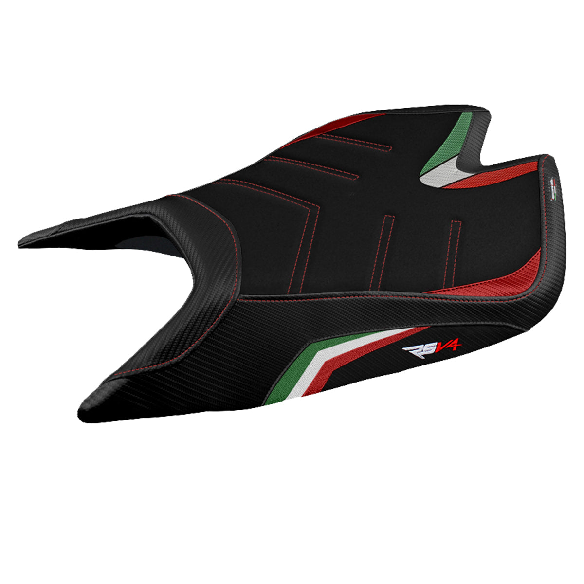 Tappezzeria Italia Aprilia RSV4 2021-2025 Seat Cover Ultragrip in Italy Flag Black