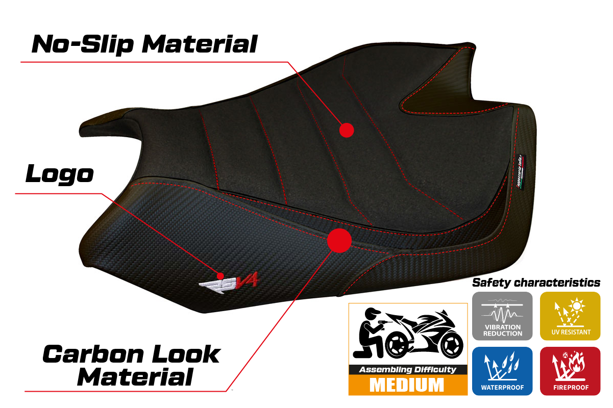 Tappezzeria Italia Aprilia RSV4 2009-2020 Seat Cover Ultragrip in Black