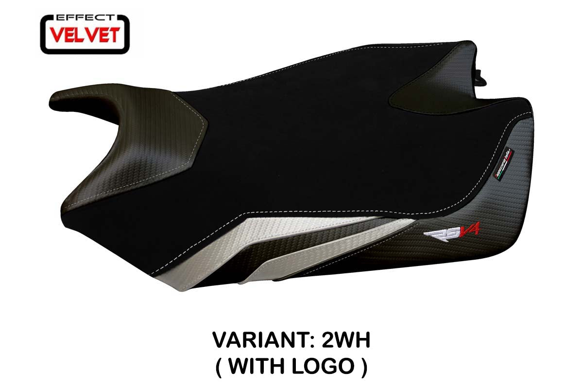 Tappezzeria Italia Aprilia RSV4 2009-2020 Seat Cover Velvet in White and Black