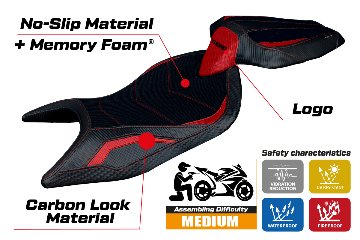 Tappezzeria Italia Aprilia Tuono 660 2021-2024 Seat Cover Comfort in Red and Black