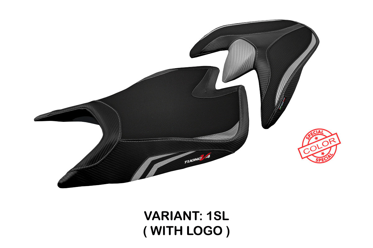 Tappezzeria Italia Aprilia Tuono V4 2021-2025 Seat Cover in Silver and Black