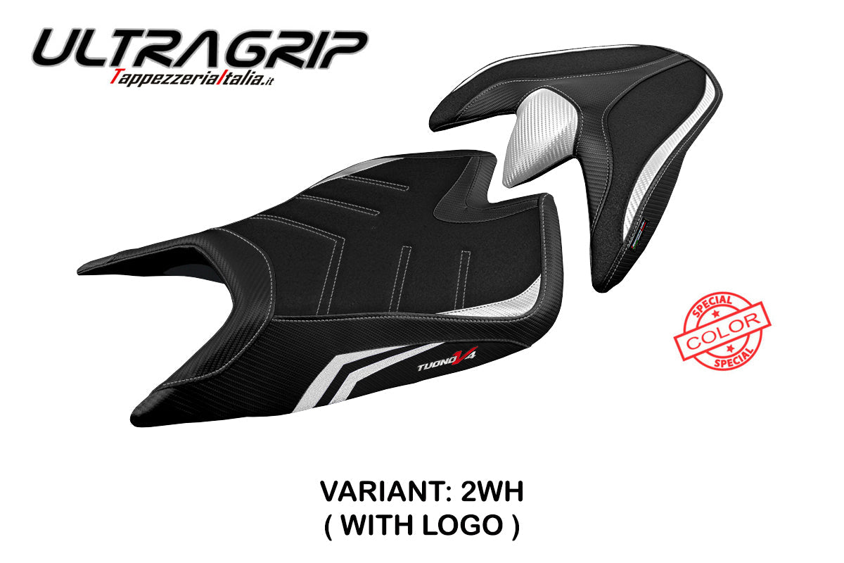 Tappezzeria Italia Aprilia Tuono V4 2021-2025 Seat Cover Ultragrip in White and Black