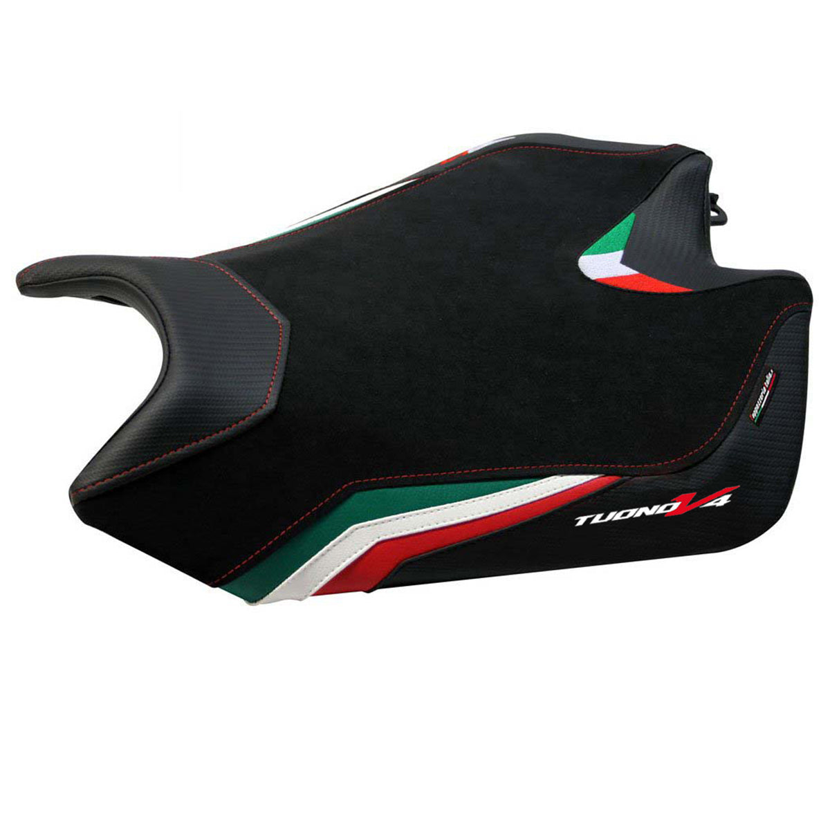 Tappezzeria Italia Aprilia Tuono V4 2011-2020 Seat Cover in Velvet Italy Flag Black