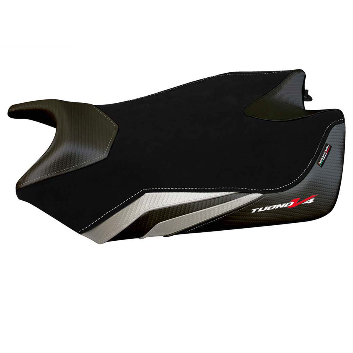 Tappezzeria Italia Aprilia Tuono V4 2011-2020 Seat Cover in Velvet White and Black