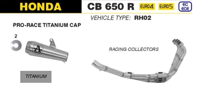 71217PR Arrow Pro-Race Slip-on Exhaust, Titanium for Honda CB650R/CBR650R 19-23