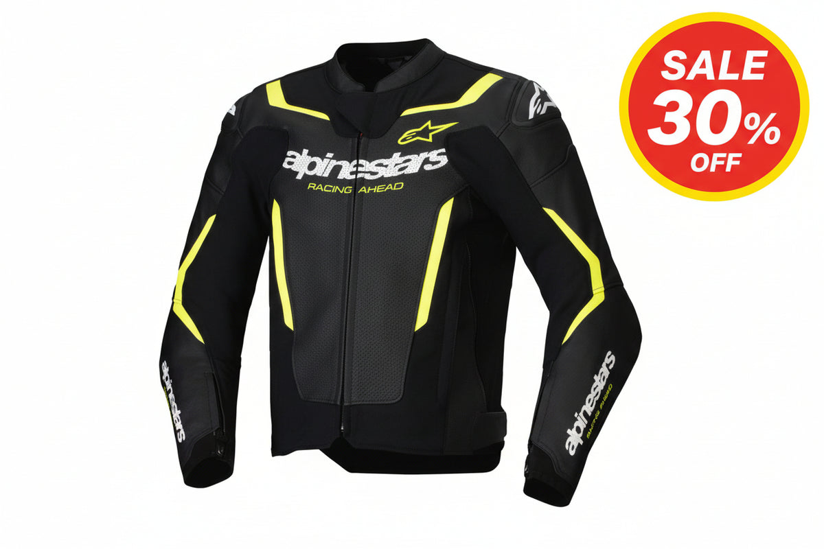 ALPINESTARS Jacket Lthr Gp Force Air Flo Blk/Yl Fl 48 3100326-155-48