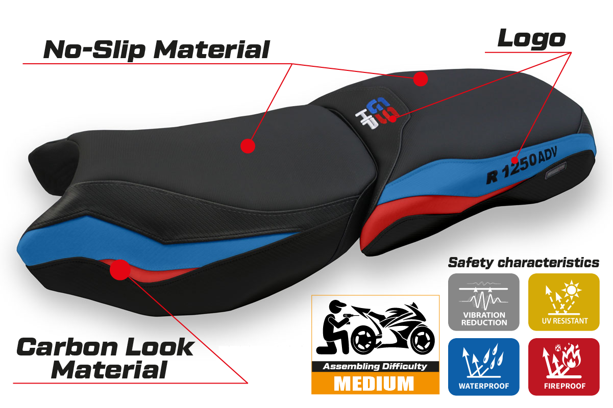 Tappezzeria Italia BMW R1250GS Adventure 2019-2024 Seat Cover in Black HP SE