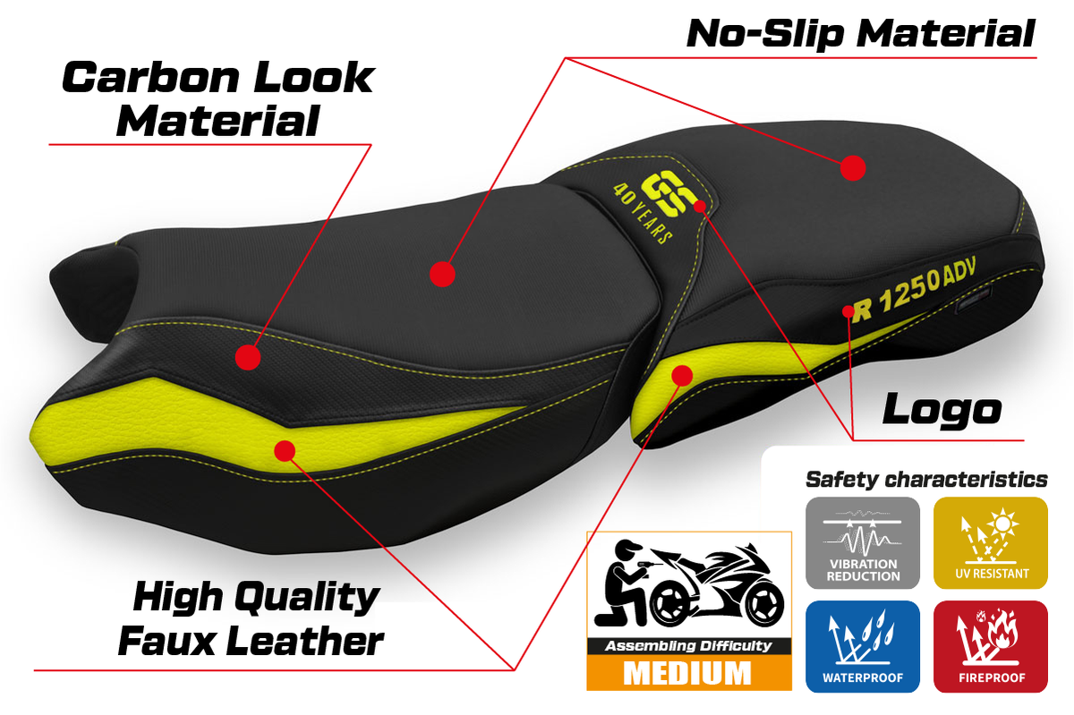 Tappezzeria Italia BMW R1250GS Adventure 2019-2024 Seat Cover in Yellow 40th SE