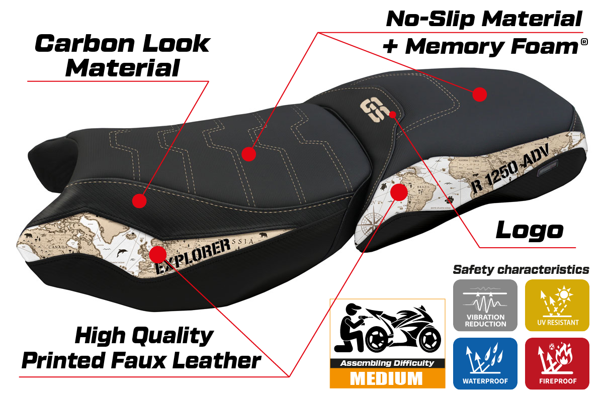 Tappezzeria Italia BMW R1250GS Adventure 2019-2024 Seat Cover Comfort in Maps SE