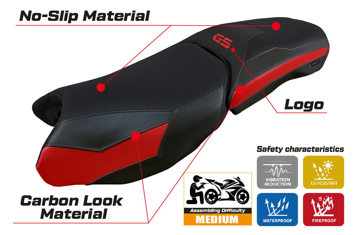 Tappezzeria Italia BMW R1250GS Adventure 2019-2024 Seat Cover in Red and Black