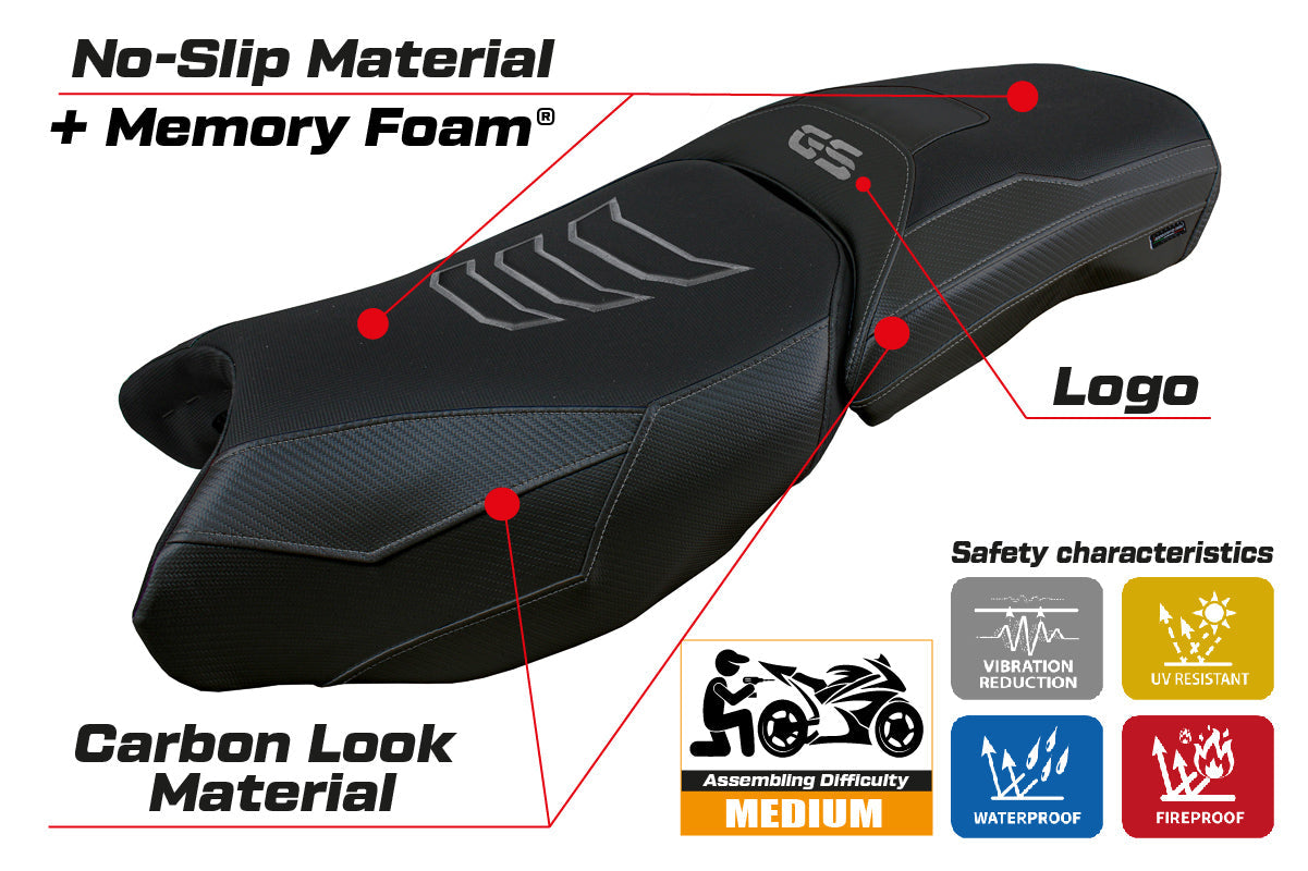 Tappezzeria Italia BMW R1250GS Adventure 2019-2024 Seat Cover Comfort in Black Carbon