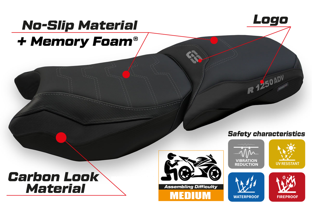 Tappezzeria Italia BMW R1250GS Adventure 2019-2024 Seat Cover Comfort in Black