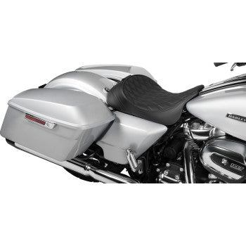 DRAG SPECIALTIES Solo Front Seat - Double Diamond - Black Stitch - w/ Backrest Option - FL '08-'23 0801-1955