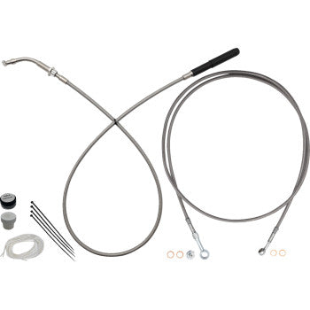 FAT BAGGERS INC. EZ Install Kit - 14" Handlebars - Upper Clutch - Full Length - Braided Stainless Steel 249914
