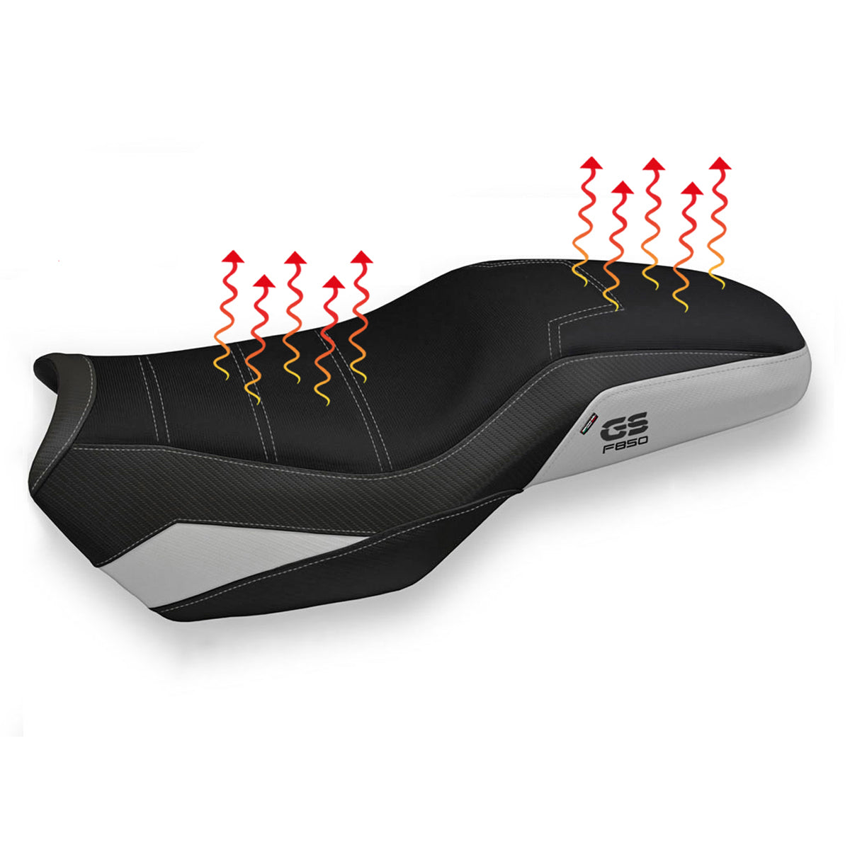 Tappezzeria Italia BMW F750GS F800GS F850GS 2019-2024 Comfort Heated Seat Cover in Silver and Black