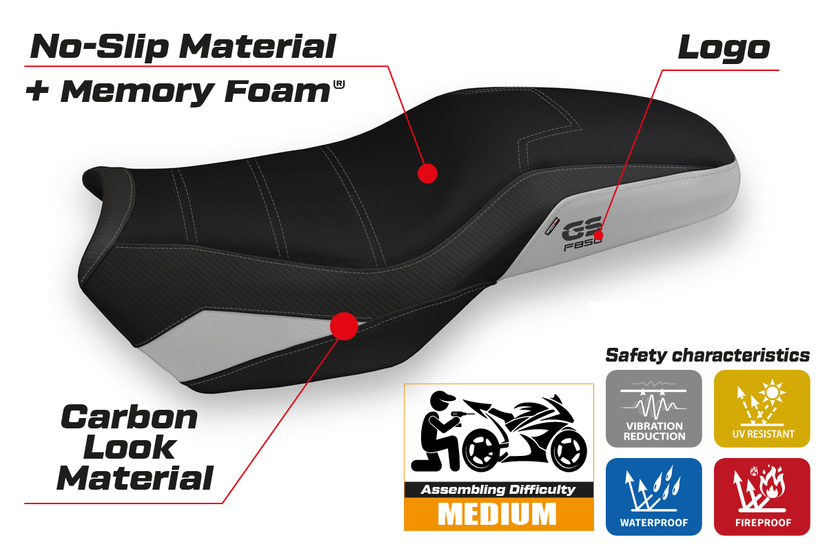 Tappezzeria Italia BMW F850GS Adventure 2019-2024 Seat Cover Comfort in Silver