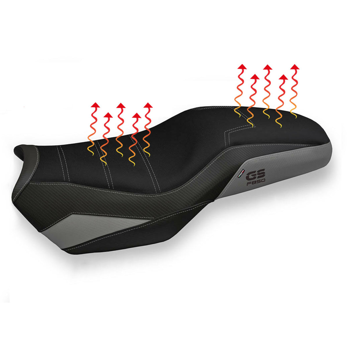 Tappezzeria Italia BMW F750GS F800GS F850GS 2019-2024 Comfort Heated Seat Cover in Grey and Black