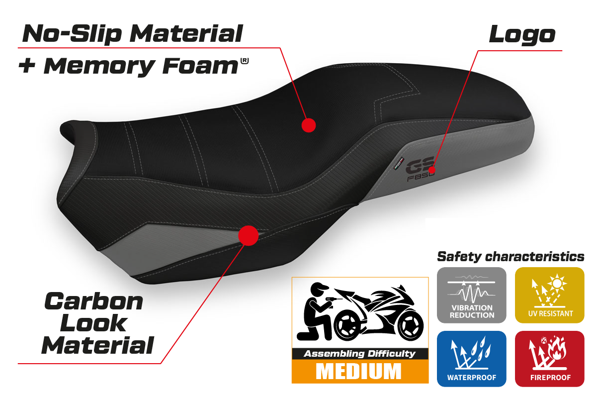 BMW F850GS Adventure 2019-2024 Seat Cover Tappezzeria Italia Comfort in Grey