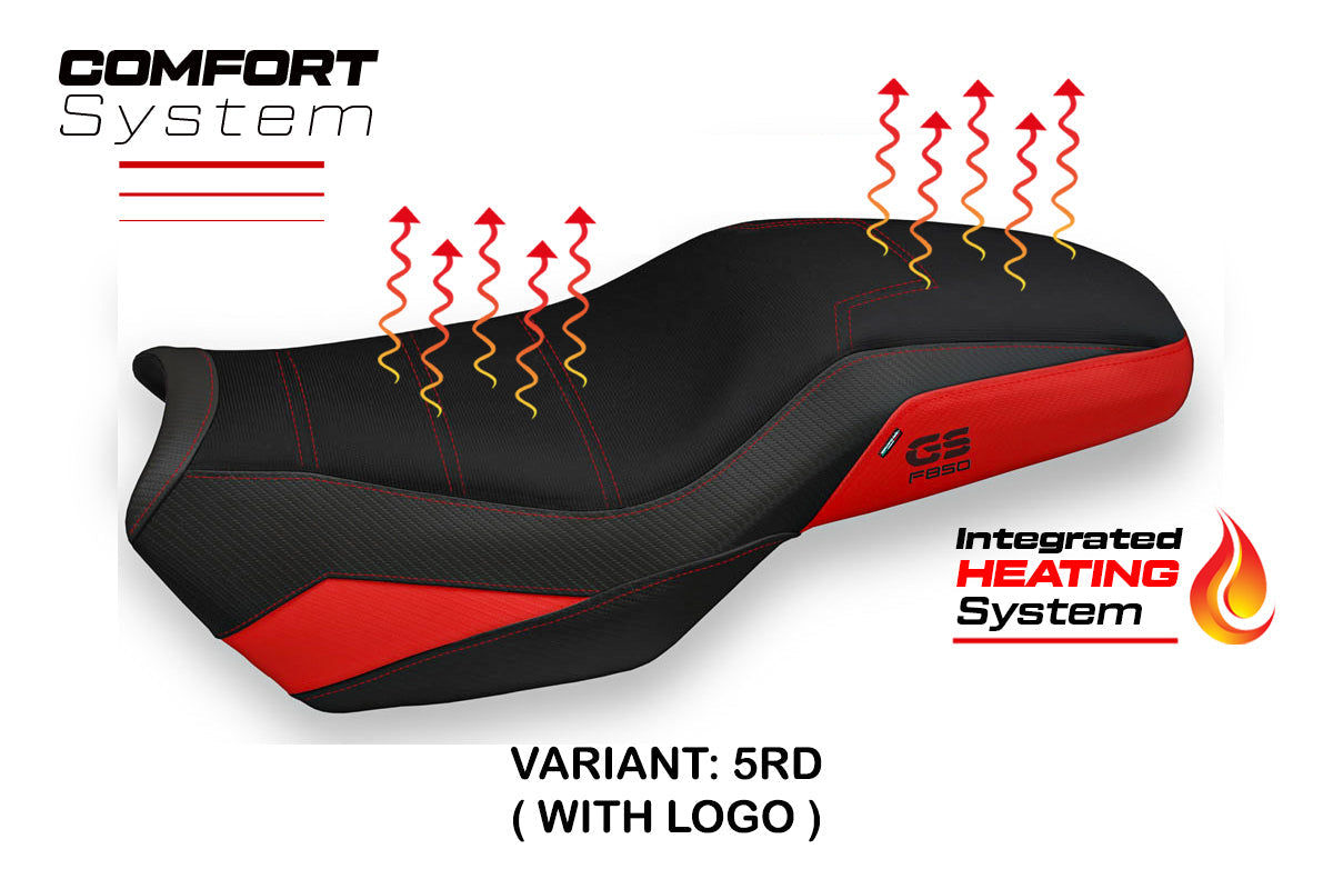 BMW F750GS F800GS F850GS 2019-2024 Comfort Heated Seat Cover Tappezzeria Italia in Red and Black