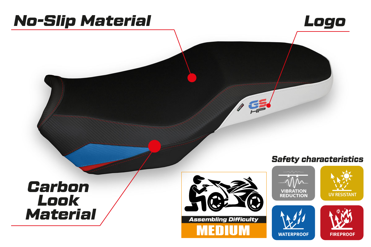 Tappezzeria Italia BMW F750GS F800GS F850GS 2018-2025 Seat Cover in White HP