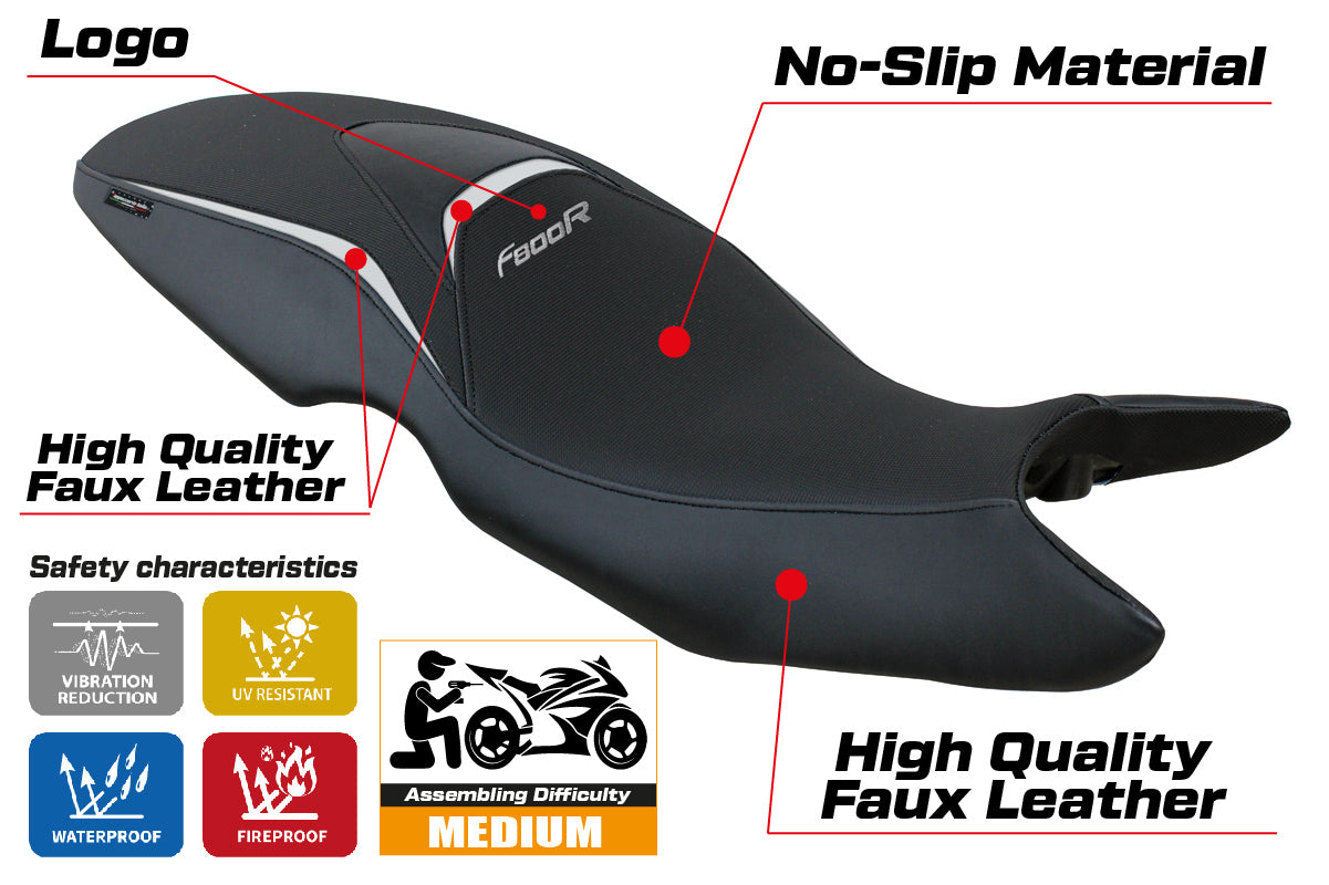 Tappezzeria Italia BMW F800R 2009-2020 Seat Cover in White and Black