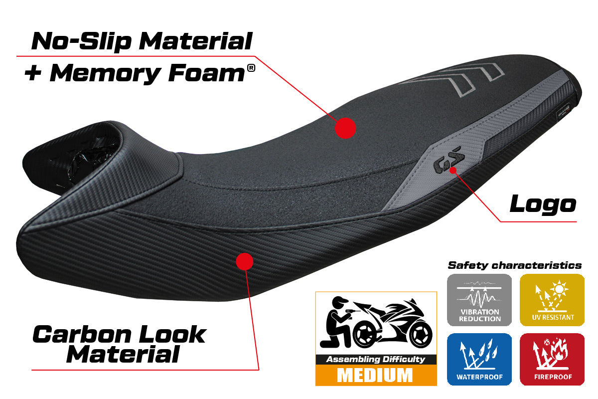 Tappezzeria Italia BMW F900GS 2024-2025 Seat Cover Comfort Ultragrip Grey Black