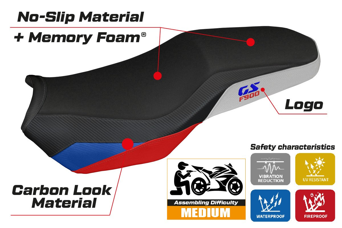 Tappezzeria Italia BMW F900GS Adventure 2025 Seat Cover Comfort Red Blue Silver Black