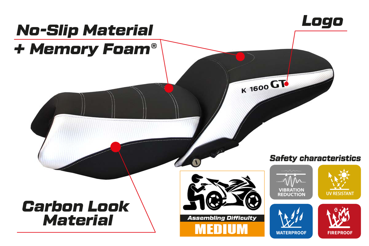 Tappezzeria Italia BMW K1600GT 2010-2025 Seat Cover Comfort in White