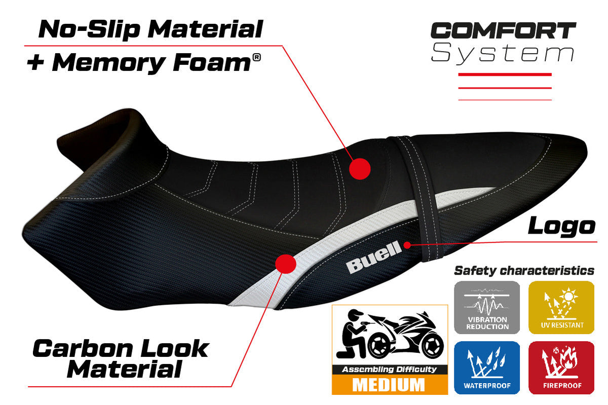 Tappezzeria Italia Buell XB12S XB12SX 2019-2021 Seat Cover Comfort in White and Black