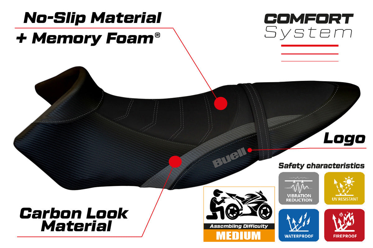 Tappezzeria Italia Buell XB12S XB12SX 2019-2021 Seat Cover Comfort in Grey and Black
