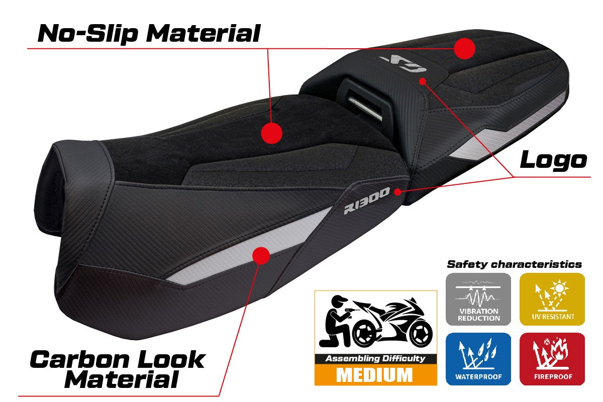 Tappezzeria Italia BMW R1300GS Adventure 2024-2025 Seat Cover Ultragrip Silver black
