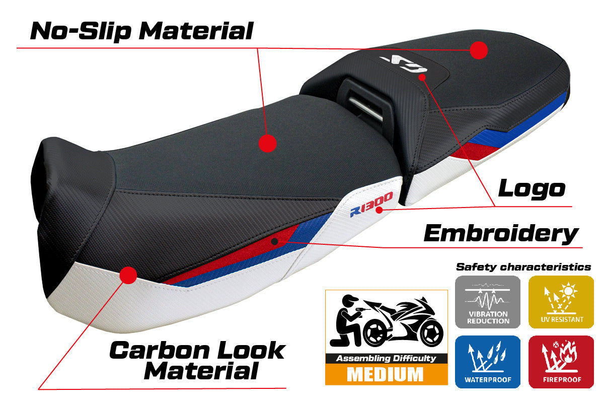 Tappezzeria Italia BMW R1300GS Adventure 2024-2025 Seat Cover White Red Blue