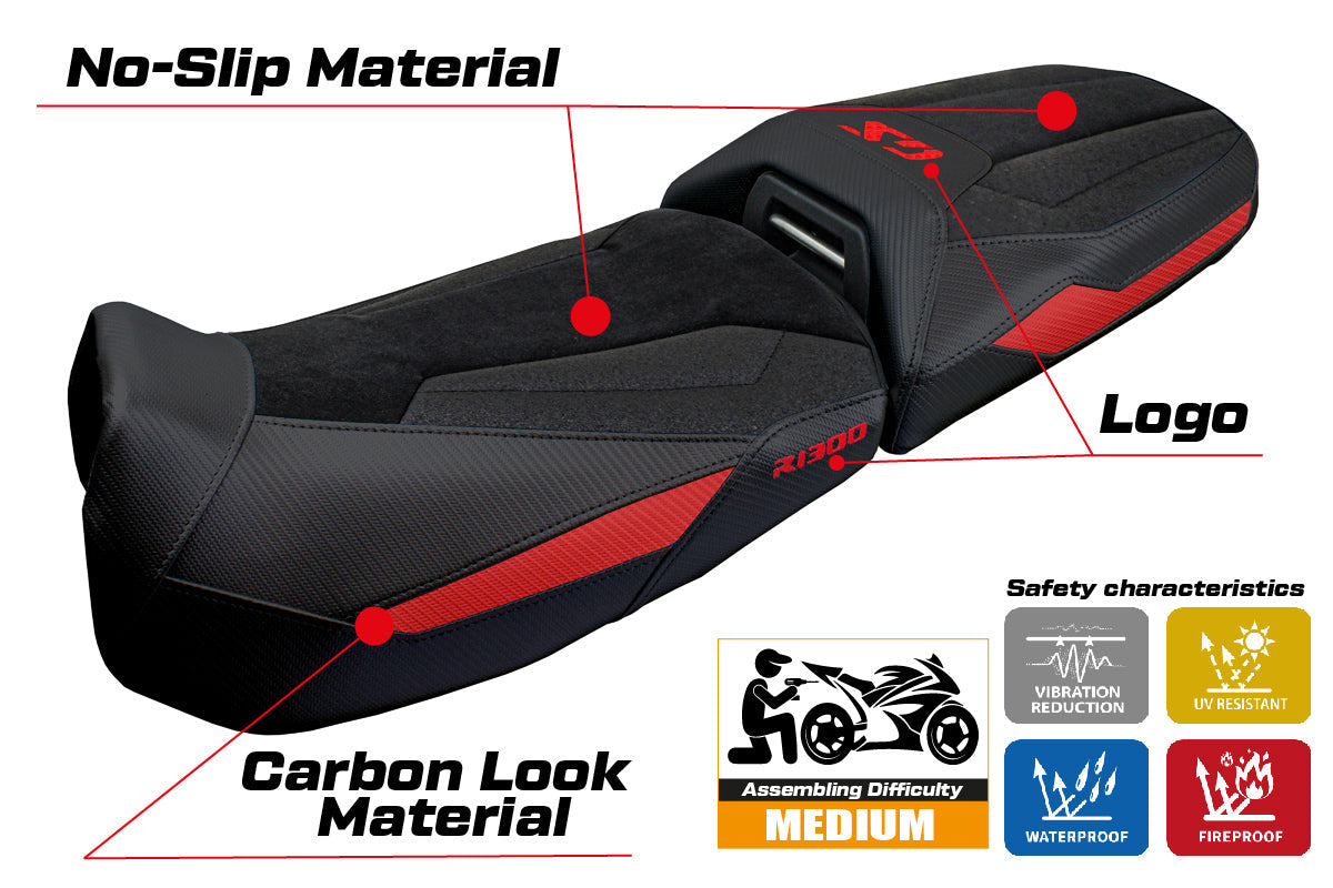 Tappezzeria Italia BMW R1300GS Adventure 2024-2025 Seat Cover Ultragrip Black Red