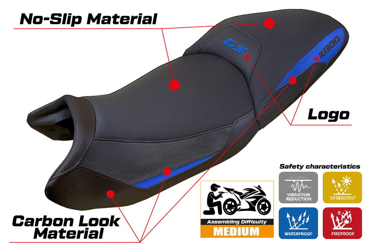 Tappezzeria Italia BMW R1300GS 2023-2025 Touring Seat Cover in Blue and Black
