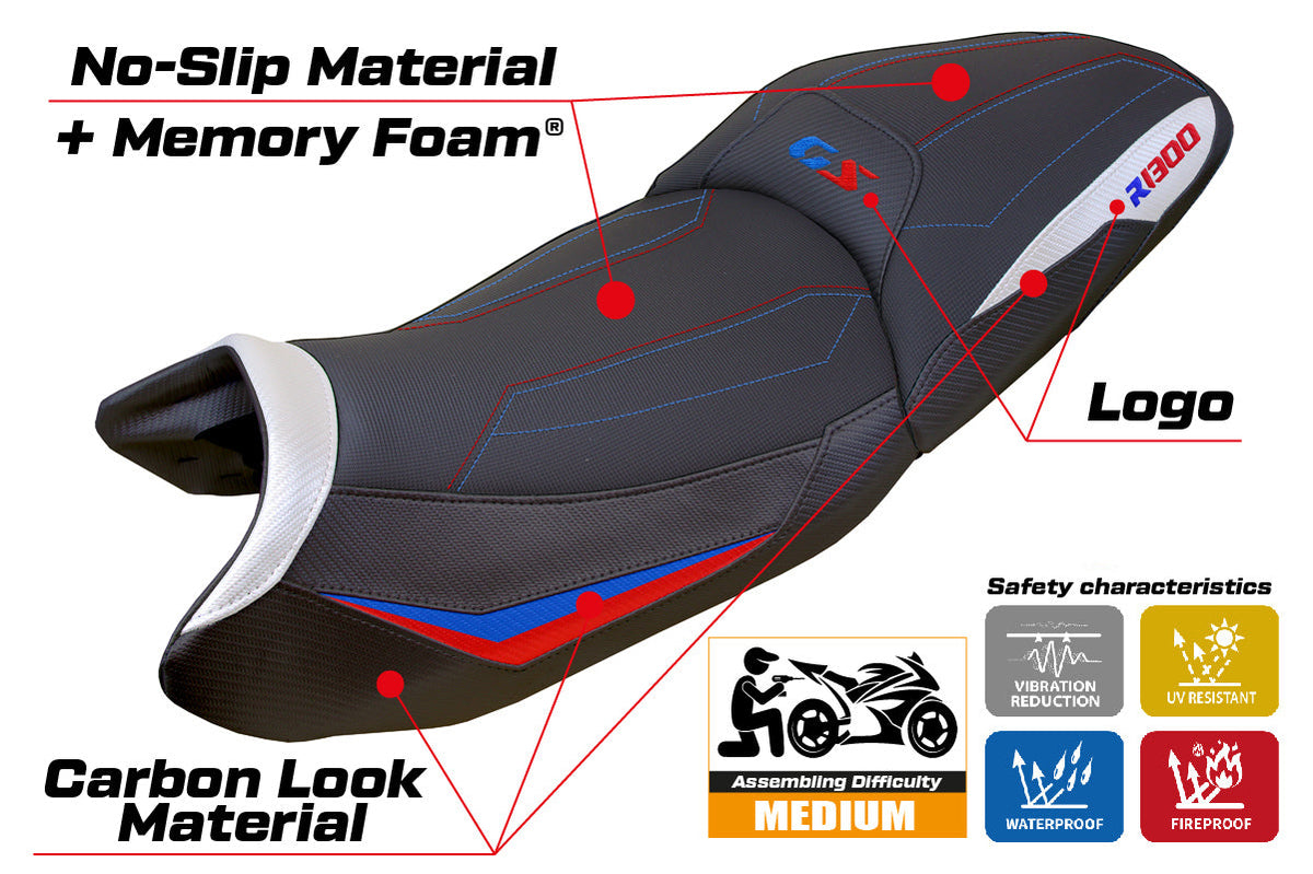 Tappezzeria Italia BMW R1300GS 2023-2025 Seat Cover Comfort Heated in White, Red, and Blue