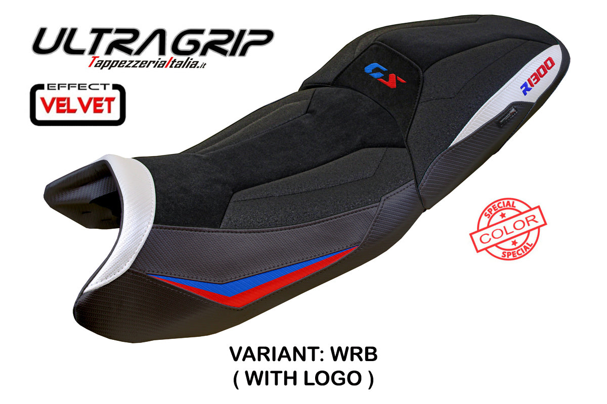 BMW R1300GS 2023-2025 Touring Seat Cover Tappezzeria Italia Ultragrip in White Red and Blue