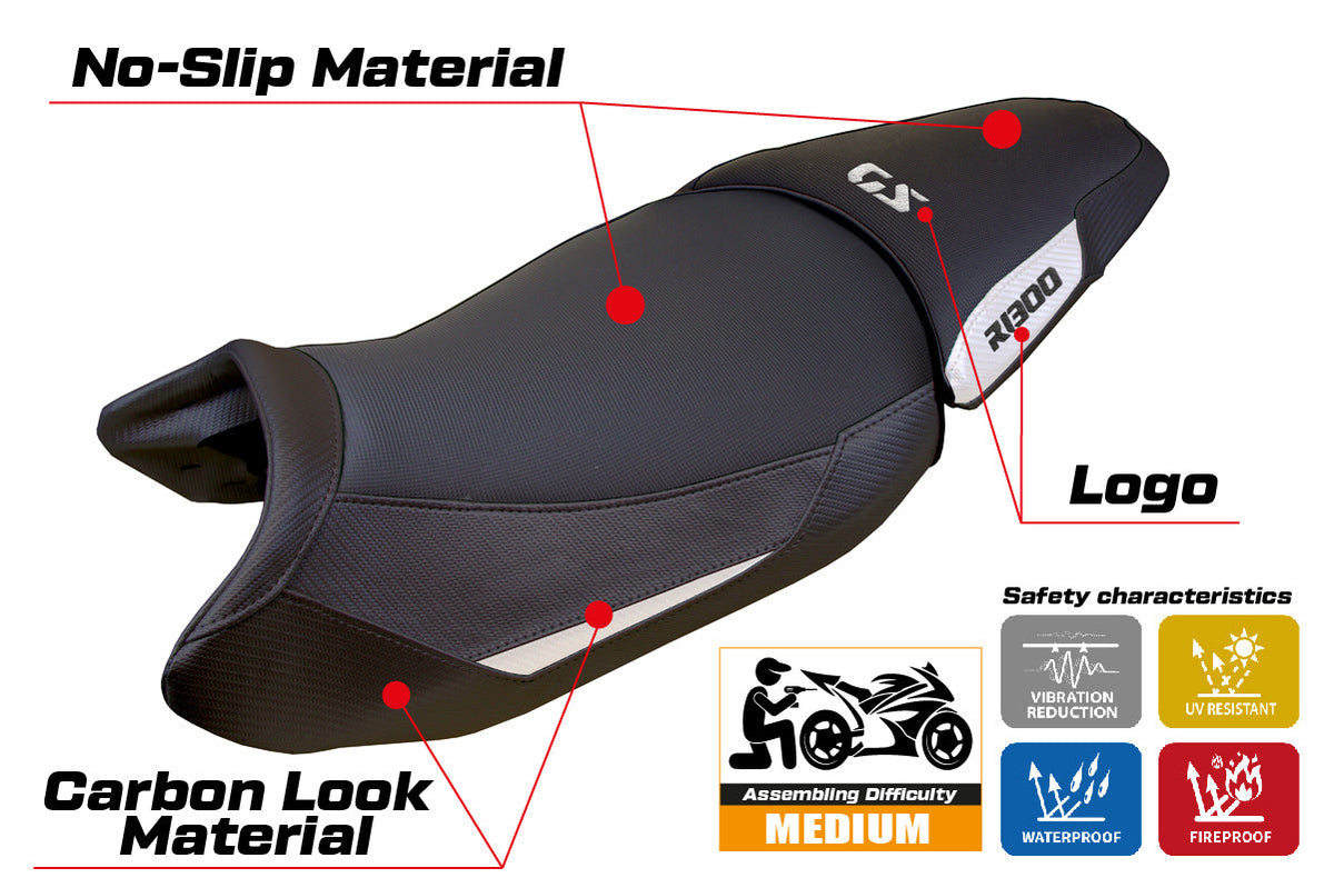Tappezzeria Italia BMW R1300GS 2023-2025 Standard Seat Cover in White and Black