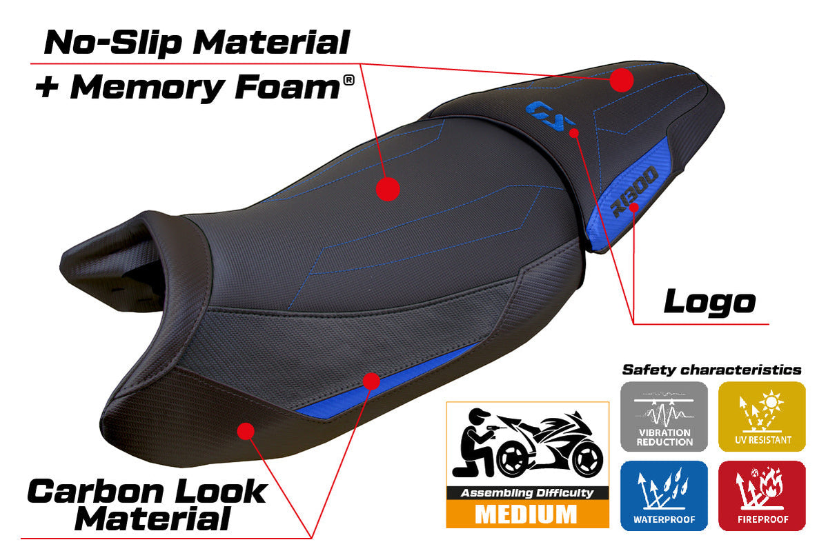 Tappezzeria Italia BMW R1300GS 2023-2025 Standard Seat Cover Comfort in Blue and Black