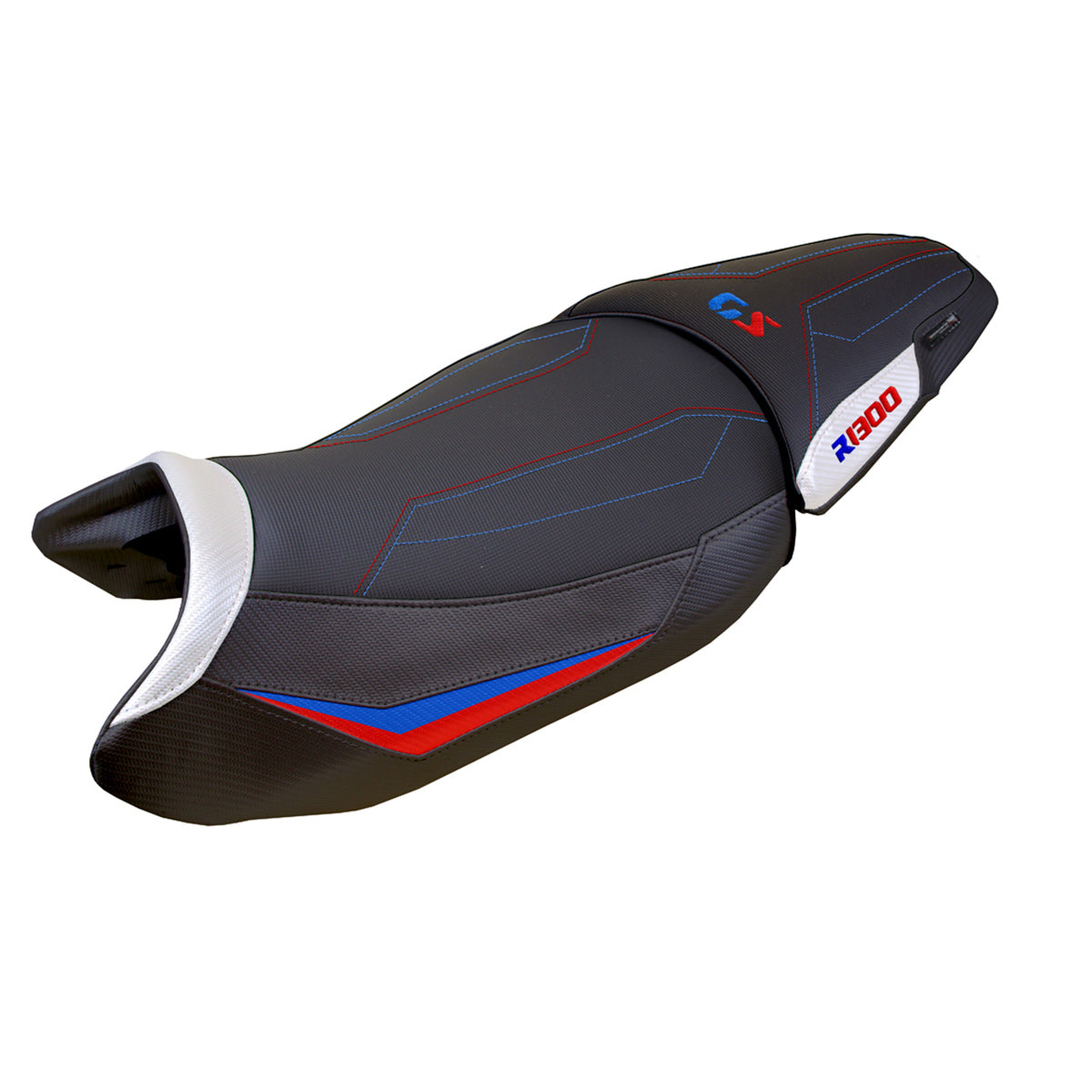 Tappezzeria Italia BMW R1300GS 2023-2025 Standard Seat Cover Comfort in White Red and Blue