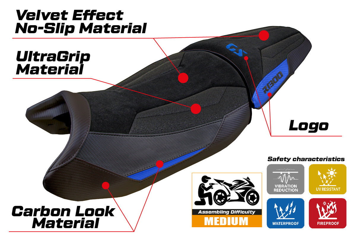 Tappezzeria Italia BMW R1300GS 2023-2025 Standard Seat Cover Ultragrip in Blue and Black