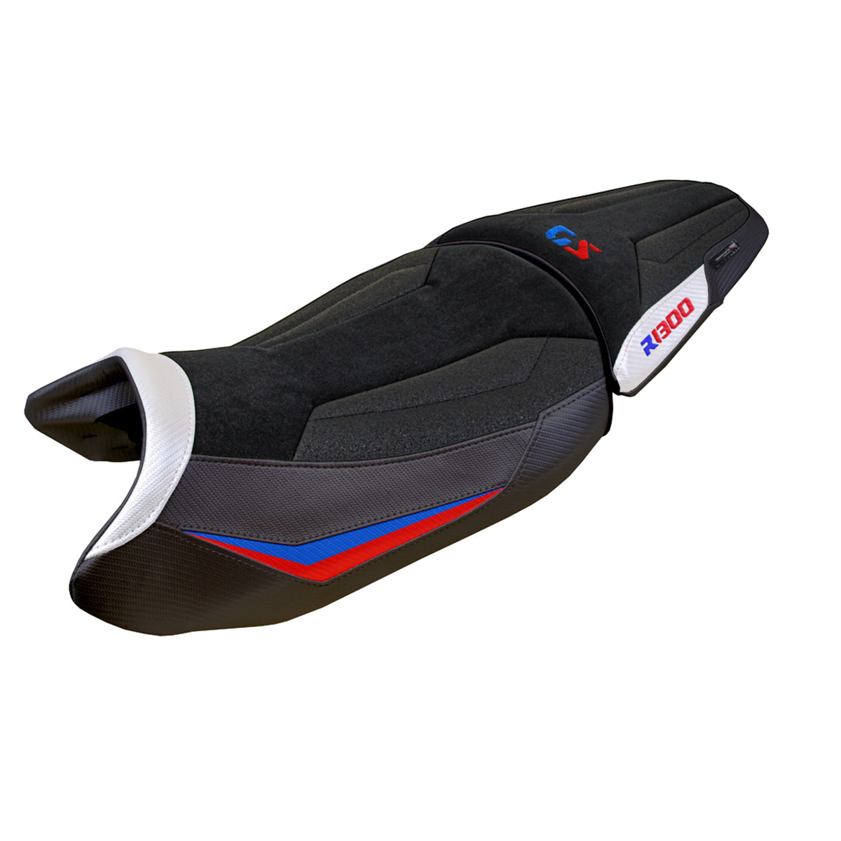 Tappezzeria Italia BMW R1300GS 2023-2025 Standard Seat Cover Ultragrip in White Red and Blue