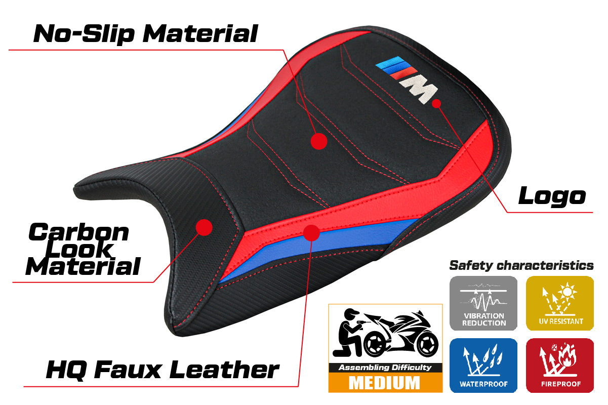 BMW M1000R 2022-2025 Seat Cover Tappezzeria Italia Ultragrip in Red, Blue and Black