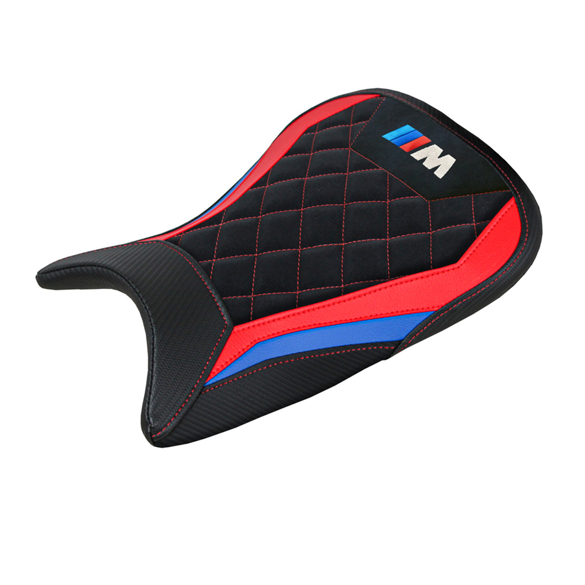 Tappezzeria Italia BMW M1000RR 2021-2022 Seat Cover in Red, Blue and Black Velvet