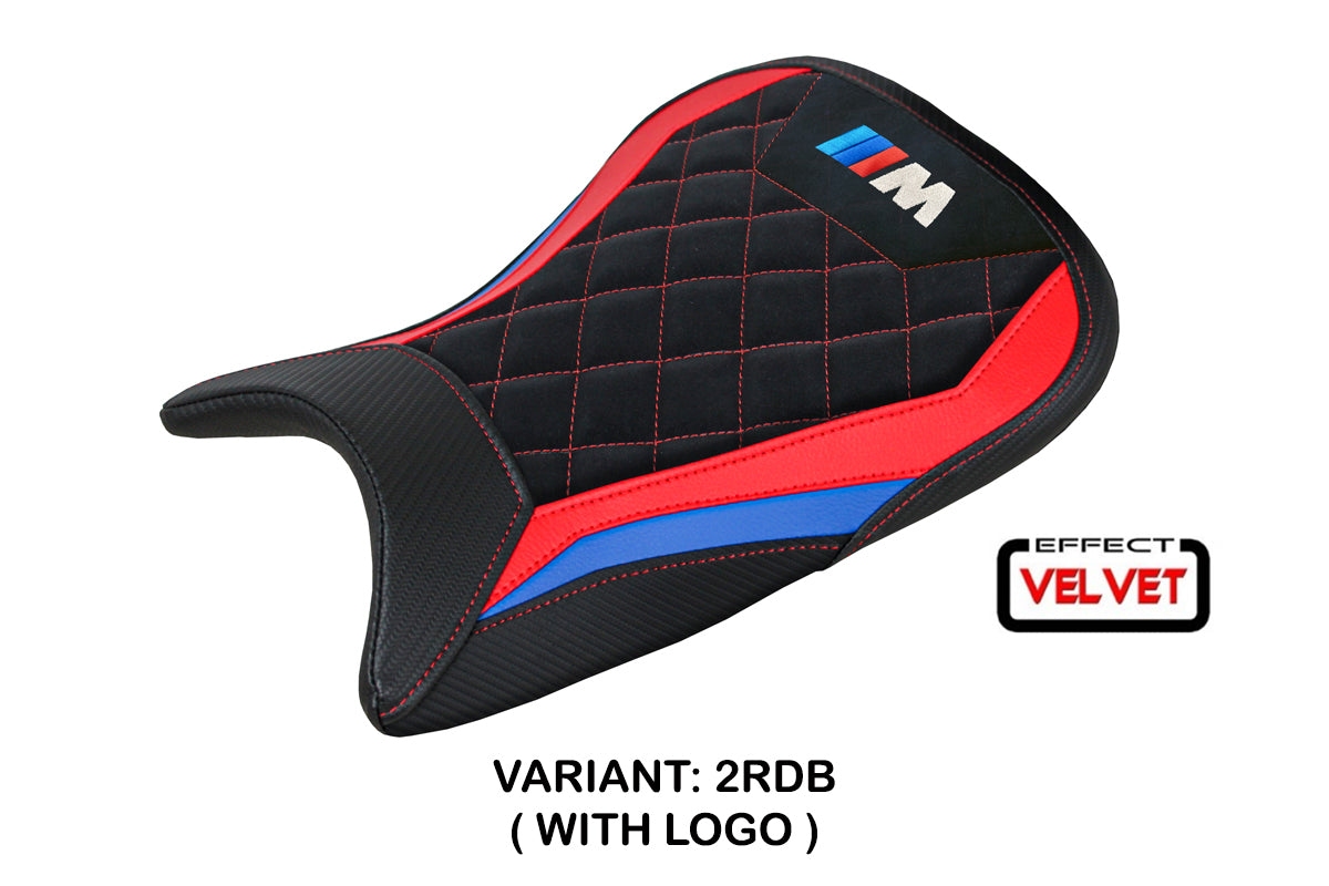 Tappezzeria Italia BMW M1000RR 2021-2022 Seat Cover in Red, Blue and Black Velvet