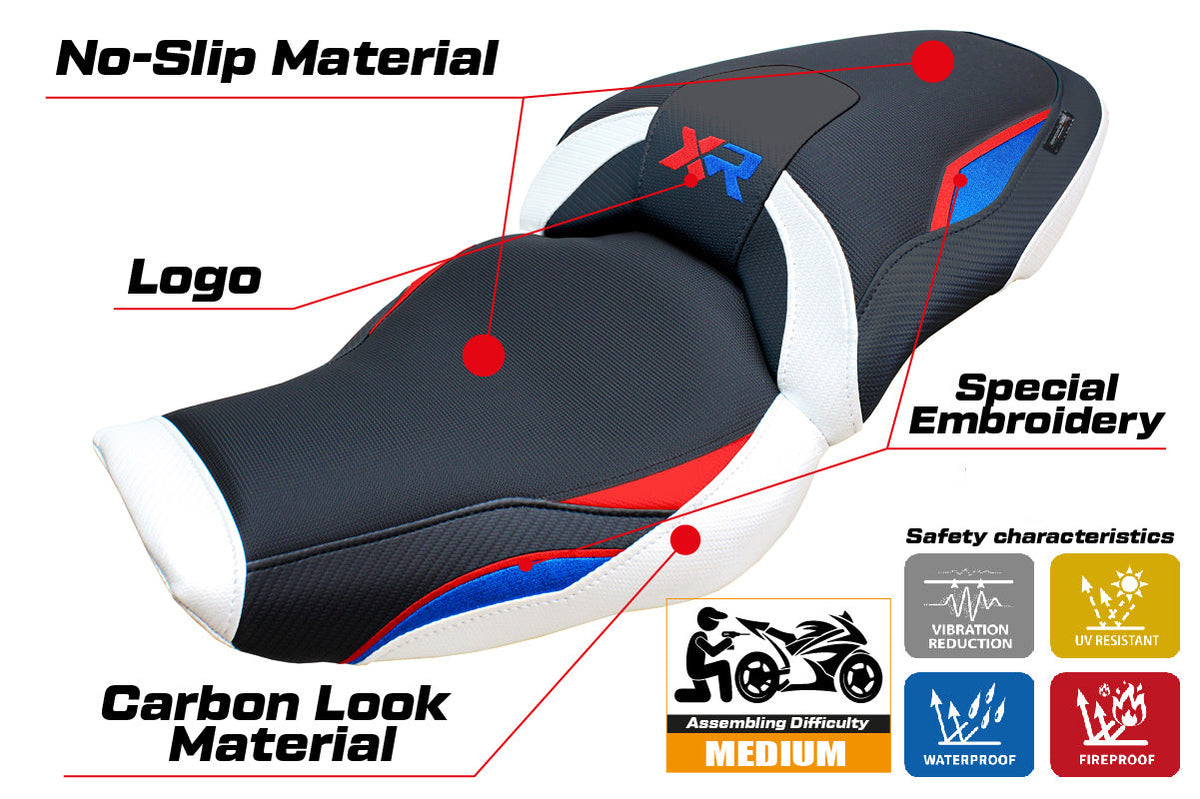 Tappezzeria Italia BMW S1000XR 2024-2025 Seat Cover in Red Blue White and Black